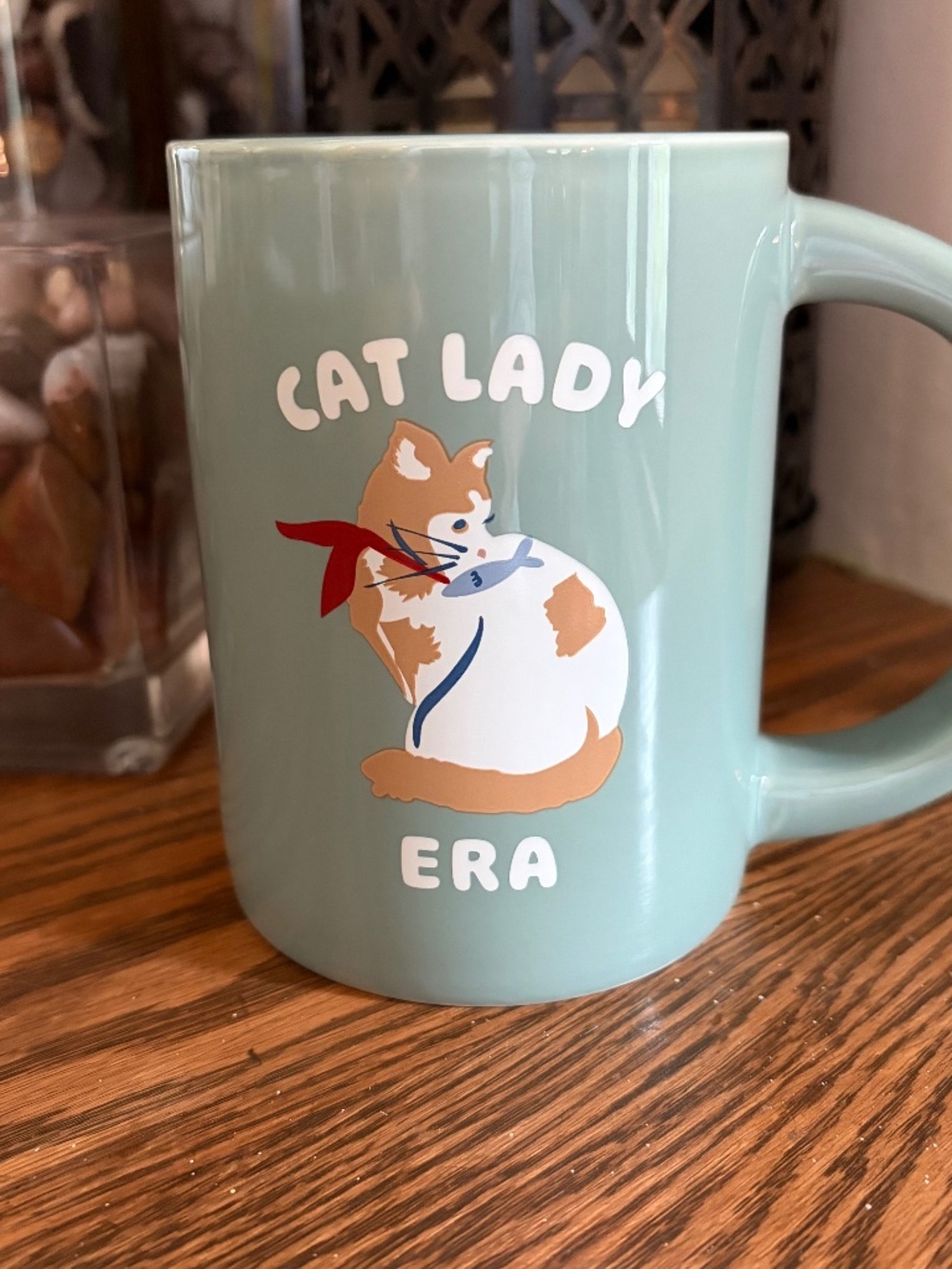 New Target Cat Lady Era Coffee Mug Cup 4.5" Light Teal Handle Ceramic Stoneware